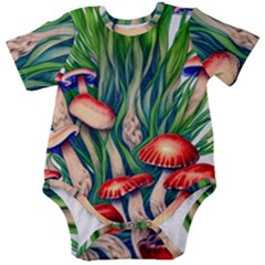 Vintage Mushroom Baby Short Sleeve Bodysuit by GardenOfOphir