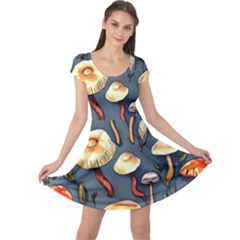 Forest Mushrooms Cap Sleeve Dress by GardenOfOphir