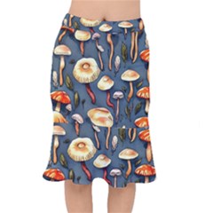 Forest Mushrooms Short Mermaid Skirt by GardenOfOphir