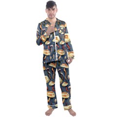 Forest Mushrooms Men s Long Sleeve Satin Pajamas Set by GardenOfOphir