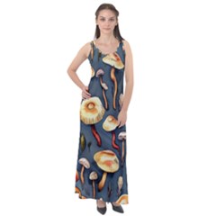 Forest Mushrooms Sleeveless Velour Maxi Dress by GardenOfOphir