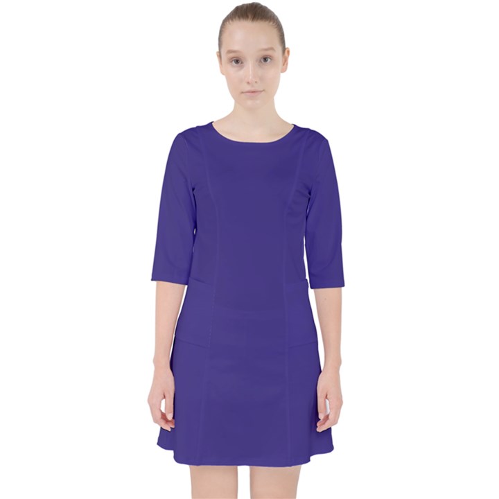 Berry Blue	 - 	Quarter Sleeve Pocket Dress