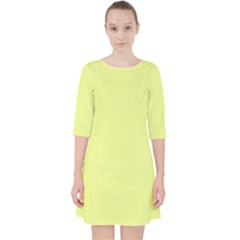 Key Lime Yellow	 - 	quarter Sleeve Pocket Dress by ColorfulDresses