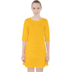 China Yellow	 - 	quarter Sleeve Pocket Dress by ColorfulDresses