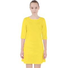 Butter Yellow	 - 	quarter Sleeve Pocket Dress by ColorfulDresses