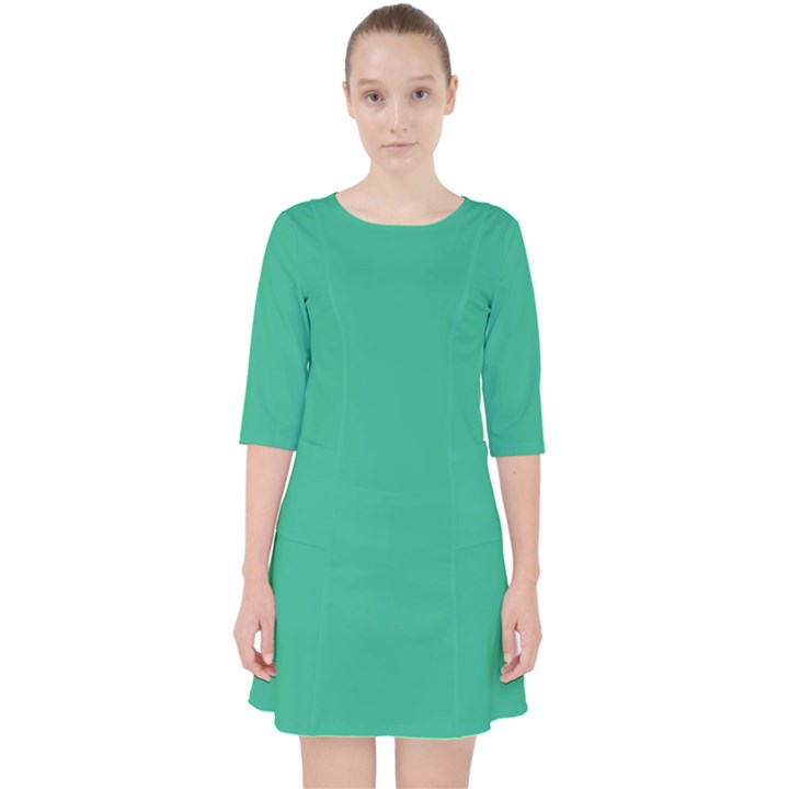 Jungle Green	 - 	Quarter Sleeve Pocket Dress