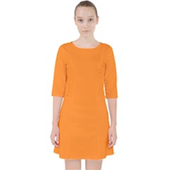 Dark Orange	 - 	quarter Sleeve Pocket Dress by ColorfulDresses