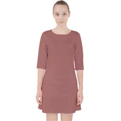 Marsala Brown	 - 	quarter Sleeve Pocket Dress by ColorfulDresses