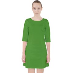 Medium Spring Green	 - 	quarter Sleeve Pocket Dress by ColorfulDresses