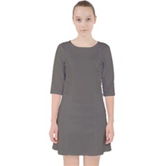 Vampire Grey	 - 	quarter Sleeve Pocket Dress by ColorfulDresses