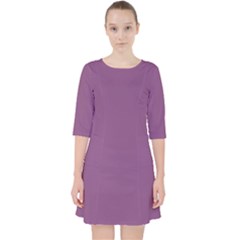 Sparkling Grape Purple	 - 	quarter Sleeve Pocket Dress by ColorfulDresses