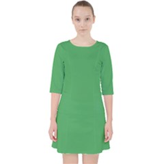 Clover Green	 - 	quarter Sleeve Pocket Dress by ColorfulDresses