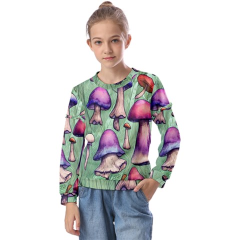 Fairycore Kids  Long Sleeve Tee With Frill  by GardenOfOphir