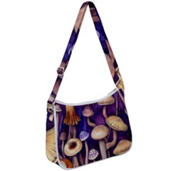 Whimsical Forest Mushroom Zip Up Shoulder Bag by GardenOfOphir