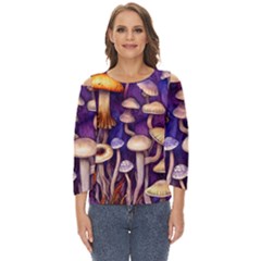 Whimsical Forest Mushroom Cut Out Wide Sleeve Top