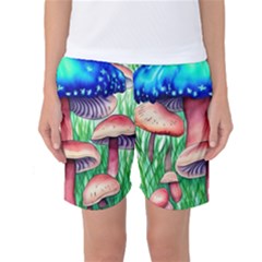 Light And Airy Mushroom Witch Artwork Women s Basketball Shorts by GardenOfOphir