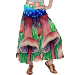 Light And Airy Mushroom Witch Artwork Satin Palazzo Pants by GardenOfOphir