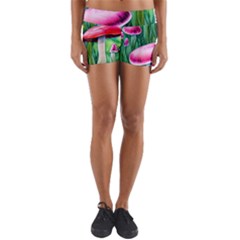 Foreboding Goblincore Mushroom Yoga Shorts by GardenOfOphir