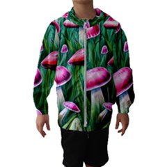 Foreboding Goblincore Mushroom Kids  Hooded Windbreaker by GardenOfOphir