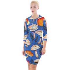 Tiny And Delicate Animal Crossing Mushrooms Quarter Sleeve Hood Bodycon Dress by GardenOfOphir