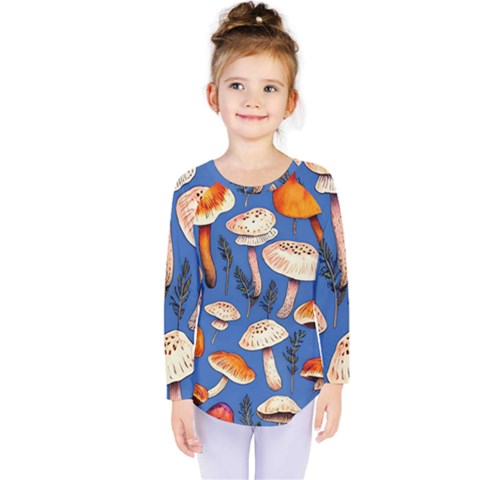 Tiny And Delicate Animal Crossing Mushrooms Kids  Long Sleeve Tee by GardenOfOphir