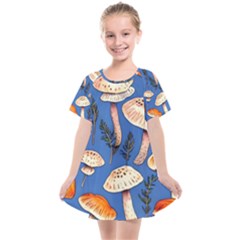 Tiny And Delicate Animal Crossing Mushrooms Kids  Smock Dress by GardenOfOphir