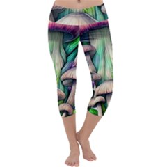 Woodsy Mushroom Capri Yoga Leggings by GardenOfOphir