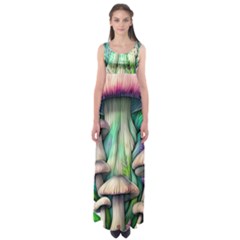 Woodsy Mushroom Empire Waist Maxi Dress by GardenOfOphir