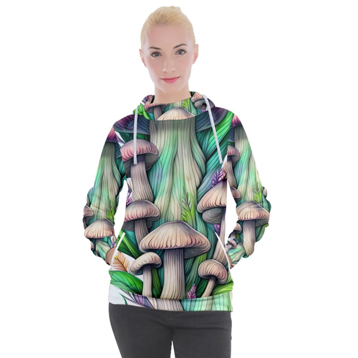 Woodsy Mushroom Women s Hooded Pullover