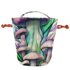 Woodsy Mushroom Drawstring Bucket Bag by GardenOfOphir