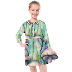 Woodsy Mushroom Kids  Quarter Sleeve Shirt Dress by GardenOfOphir