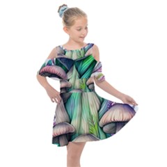 Woodsy Mushroom Kids  Shoulder Cutout Chiffon Dress by GardenOfOphir