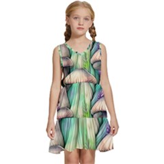 Woodsy Mushroom Kids  Sleeveless Tiered Mini Dress by GardenOfOphir