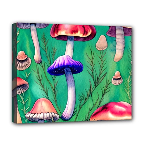 Foresty Mushroom Deluxe Canvas 20  X 16  (stretched) by GardenOfOphir