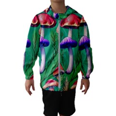 Foresty Mushroom Kids  Hooded Windbreaker by GardenOfOphir