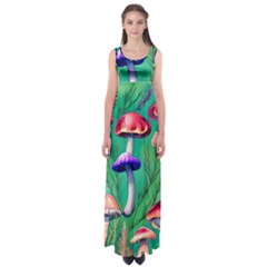 Foresty Mushroom Empire Waist Maxi Dress by GardenOfOphir