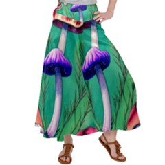 Foresty Mushroom Satin Palazzo Pants by GardenOfOphir