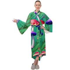 Foresty Mushroom Maxi Velvet Kimono by GardenOfOphir