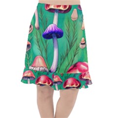 Foresty Mushroom Fishtail Chiffon Skirt by GardenOfOphir