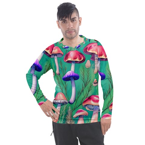 Foresty Mushroom Men s Pique Long Sleeve Tee by GardenOfOphir