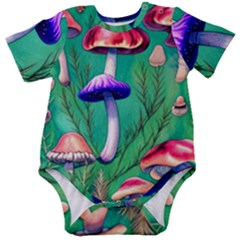 Foresty Mushroom Baby Short Sleeve Bodysuit by GardenOfOphir