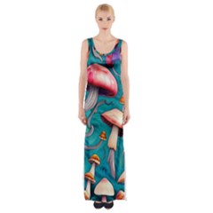 Witchy Mushroom Thigh Split Maxi Dress by GardenOfOphir