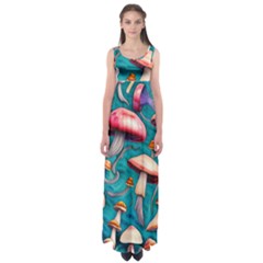 Witchy Mushroom Empire Waist Maxi Dress by GardenOfOphir