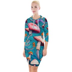 Witchy Mushroom Quarter Sleeve Hood Bodycon Dress by GardenOfOphir