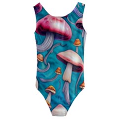 Witchy Mushroom Kids  Cut-out Back One Piece Swimsuit by GardenOfOphir