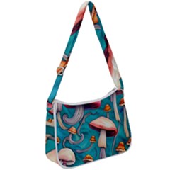 Witchy Mushroom Zip Up Shoulder Bag by GardenOfOphir