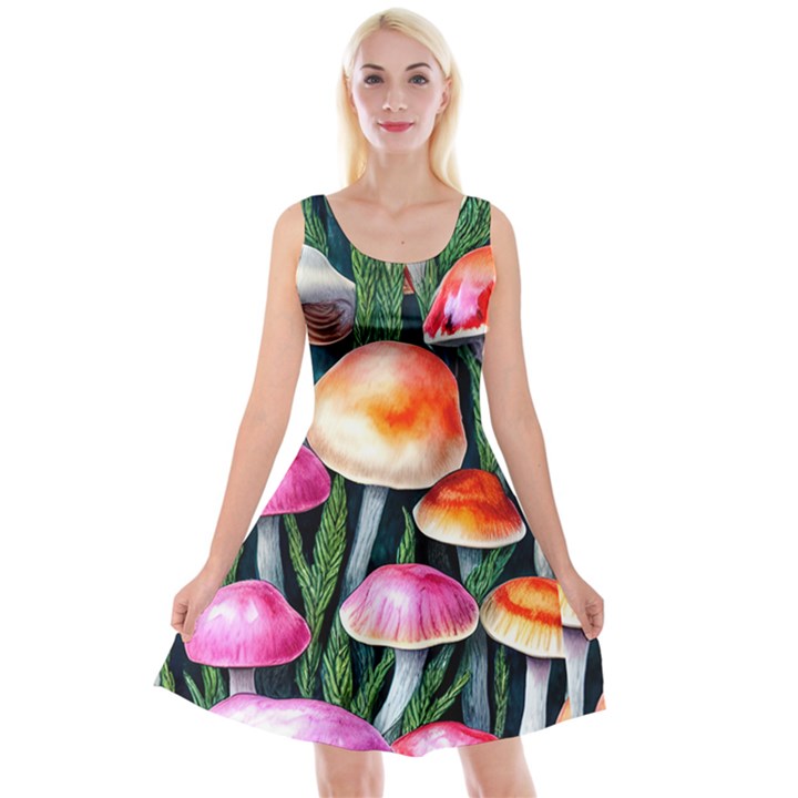 Goblincore Mushroom Reversible Velvet Sleeveless Dress