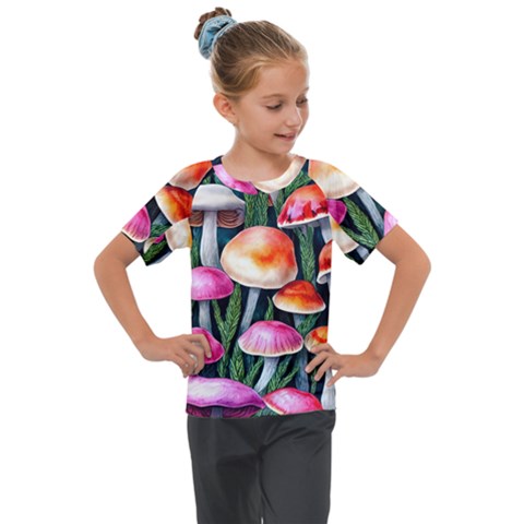 Goblincore Mushroom Kids  Mesh Piece Tee by GardenOfOphir