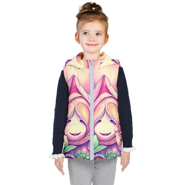 Forest Mushroom Kids  Hooded Puffer Vest