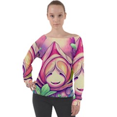 Forest Mushroom Off Shoulder Long Sleeve Velour Top by GardenOfOphir